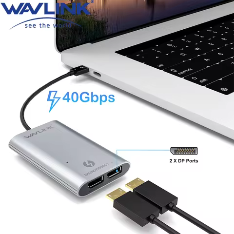 Thunderbolt 3 USB-C Dual 4K DisplayPort Adapter USB C HUB Type-C Connector Support 4K@60Hz Ultra HD 