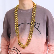 [FinessE] 50-120Cm Quá Khổ Lớn Chunky Chuỗi Vàng Màu Vòng Cổ Hip Hop Punk Gothic Đá Mặt Dây Chuyền N