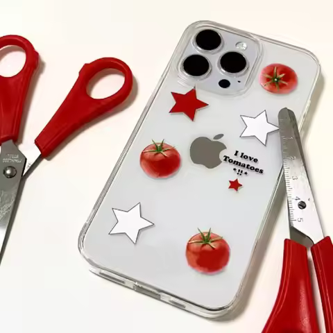 Korean Style Ins Tomato Stars Mobile Phone Case for iPhone 16 15 14 11 12 13 Pro Max 7 8 Plus MINI Y