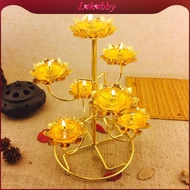 [Lohobby] Lotus Tealight Candle Holder Stand Butter Lamp Holder Temple Buddha Hall Home Desktop Orna