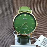 Casio MTP-VT01GL-3B Analog Green Leather Strap Men's Dress Watch