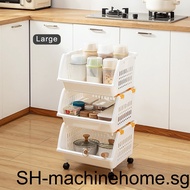 Moveable Kitchen Trolley Living Room Kitchen Detachable Stackable Draining Shelf Cart Seasoning Cookware Organizer