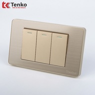 Genuine Tenko TK-C7G-03 3-Button Yellow Alloy Face Switch