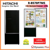 Hitachi R-B570P7MS 2 Doors Bottom Freezer Refrigerator 470L - free gift vacuum container gift set