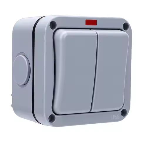 Outdoor Light Switch 20A Weatherproof IP66 Water Proof 2 Gang 2 Way Dual Exterior Electrical Control
