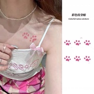 Cute Pink Animal Paw Print Tattoo Kitten Small Paw High-value Pink Waterproof Sticker Cat Paw Tattoo