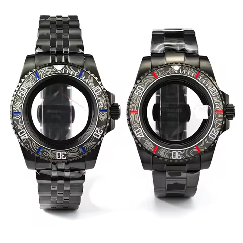 41mm Diver's Watch Case Topographic Contour Bezel Insert Carbon Fiber Style No logo For Seiko Submar
