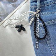 AUTU Ceramic Peace Symbol Keychain Metal Hardware Beads Hanging Pendant Stylish