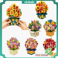 OKDEALS Surprise Gifts Flower Greeting Card Paper Flowers With Envelope Floral Box Exquisite Postcard Day Greeting Card Mothers Day