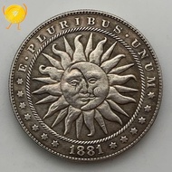 1881 Sun Moon God Brass Ancient Silver Commemorative Coin Sun Moon Lucky Tarot Silver Coin Wanderer 