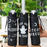 1pc 750ml/25oz Halloween Themed Straw Water Bottle, Portable, Durable, Easy To Clean, Suitable For O
