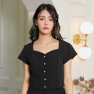 Friday attire เสื้อครอปตัดต่อมีเเขน (FT-065)