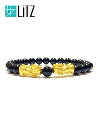 [SPECIAL] LITZ 999 (24K) Gold PiXiu Bracelet 双貔貅手链 EPC0639D-050-B-B (1.00g+/-)