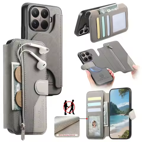 For Xiaomi 15T Pro 5G Luxury Case Detachable 2IN1 Zipper Wallet Book Shell Xiaomi 15T Case Mi 15 T T