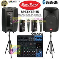 Paket Speaker Aktif Baretone 15 inc MAX15MA Mixer Yamaa mg10xu