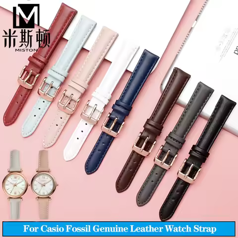 14mm 16mm 18mm 20mm Genuine Leather Watchband for Casio Citizen Omega Fossil Plain Watch Strap Folli