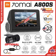 70mai A800S 4K Dash Cam Rear Cam Dual Vision Global Version A800 Adas Parking App Control GPS Built in