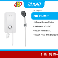 Alpha Water Heater (No Pump/3.6kW) Stepless Temperature Control Double Relay ELSD Instant Water Heater SK-17E