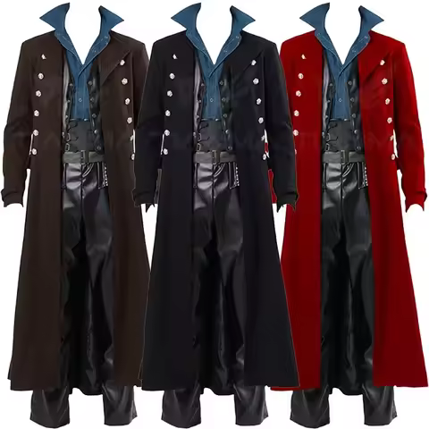 Medieval Men British Style Punk Jackets Windbreaker Carnival Gothic Victorian Knight Prince Uniform 