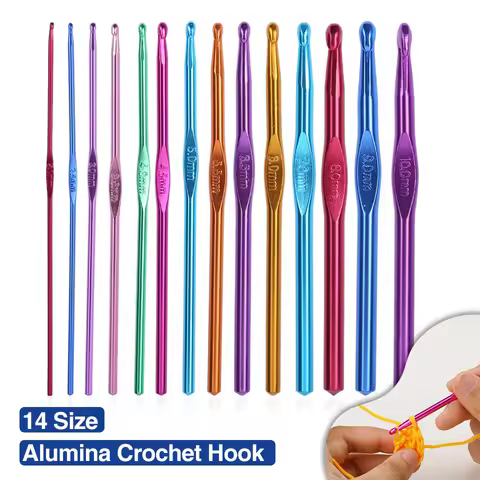 14 Sizes Crochet Hooks Set Multicolor Aluminum Crochet Hooks Needles Yarn Knitting Sewing Hooks 2mm/