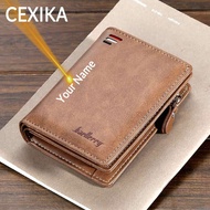 High Quality Men's Wallet Name Engraving Zipper Vintage Multi Card Slot Short PU Leather Men's Wallet