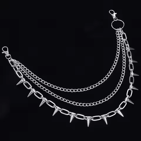 Punk Metal Rivets Pants Chains Belt Chain for Man Women Jean Trousers Chains Goth Jewelry Gothic Key