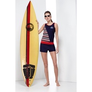 A & T * Shengshou * [Made In Taiwan] Big Women's Beach Pants Type Two-Piece Swimsuit [With Cap, Ches