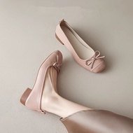 Mary Jane Women's Shoes Red Small Leather Shoes Low-Heeled Scoop Shoes Women's Commuter Shoes