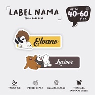 (40-60Pcs) Print BARE BEARS Edition Name/Cute Name Sticker label Name Sticker/waterproff/Waterproof Sticker