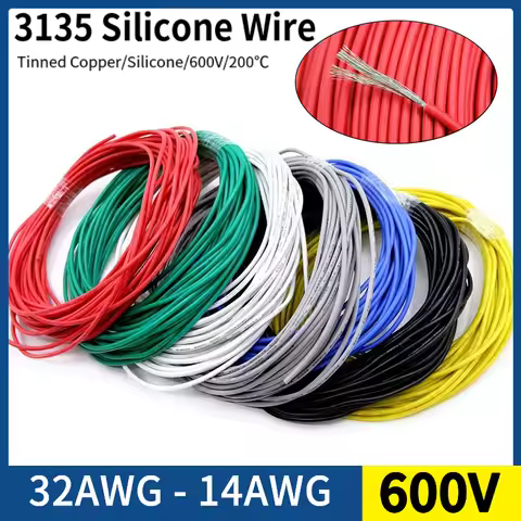 5/10M Copper Wire 32 30 28 26 24 22 20 18 AWG Soft Silicone Rubber Insulated Flexible UL3135 Electro