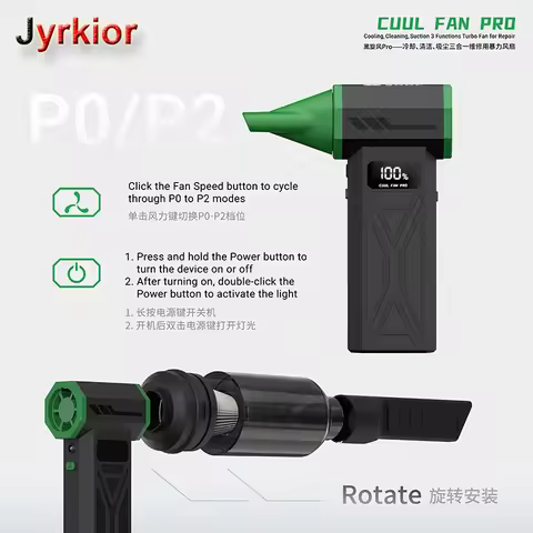 2UUL DA97 CUUL FAN PRO Cooling Cleaning Suction 3in1 Turbo Fan for Mobile Phones Repair Strong Sucti