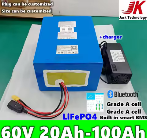 JK 60V scooter tricycle 60ah 50ah 80ah Lithium Deep cycle LiFePO4 battery PACK for 2KW 3KW 5KW motor
