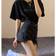 Equator girl girl girl Denim Shorts Shorts Destruction Jeans American Retro Girls Pants Black Shorts