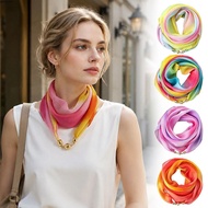 JONY1PH 63*63cm Silk Scarf, Summer Gradient Rainbow Magnetic Buckle Scarf, Fashion Soft Lightweight 