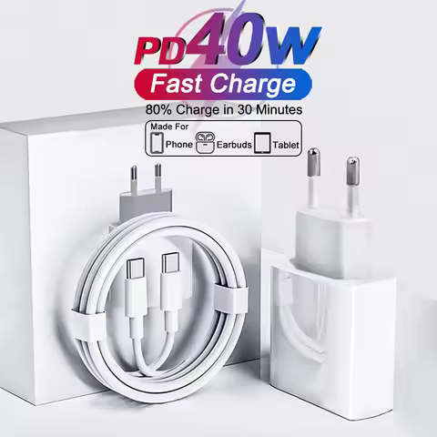 PD 40W Fast Charger For iPhone 15 14 11 12 13 17 16 Pro Max Air 7 8 Plus USB C Type C Charging Cable