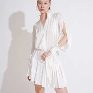 [SALE] - White Silk Shirt Dress