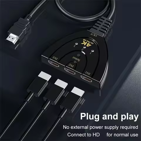 4K*2K 3 Port HDMI-compatible Switch 4K Switcher Splitter 1080P 3 in 1 out Port Hub for DVD HDMI-comp