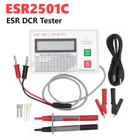 ESR2501C Capacitor ESR DCR Tester Test In Circuit Capacitance Meter Smart Shutdown Electrical Testin