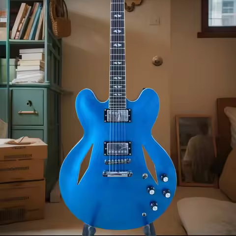40 Inch Double-Cut Metallic Blue DG 335 Maple Body Semi-hollow Maple Rich And Mellow Tone Electric G