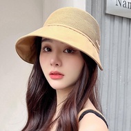 【CC】 Women  39;s Large Brim Hat UV Protection Cap Beach Breathable Panama Ponytail Caps