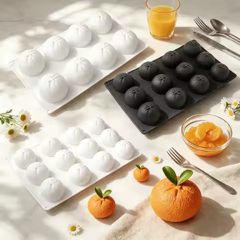 8 or 12-Cell Orange Design Food Grade Silicone Cake Mold Fruit Mousse Moulds Chocolate Moulds Kitche