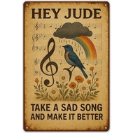 HEY JUDE AMBIL LAGU SEDIH DAN JADIKANNYA LEBIH BAIK - Tanda Timah Logam Vintage Hadiah Poster The Be
