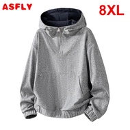 ASFLY Half Zipper Hoodie Men Solid Color Sweatshirts Plus Size 8XL Hoodies Male Fashion Casual Sprin