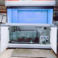 aquarium kabinet 150x60x50 12/10mm full set tinggal masuk ikan saja
