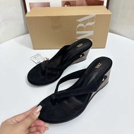 Authentic NEW ZARAˉ Summer New French Flip-flops Womens Fashionable Outer Wear Round Toe Clip-on Hee
