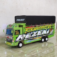 Limited Miniatur mobil truk oleng kayu tronton hino jumbo 70cm full