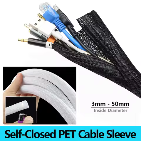 1~10m PET Self-Closed Cable Sleeve Dia. 3 5 8 10 13 16 19 25 32 38 50mm Split Loom Sleeve Insulated 