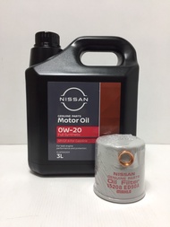 ชุดถ่ายน้ำมันเครื่อง NISSAN FULLY SYN SN 0W20 3 ลิตร (อะไหล่แท้ NISSAN) รหัส 001