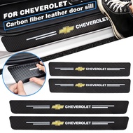 4Pcs Carbon Fiber Car Door Threshold Sill Protector Stickers For Chevrolet Chevy Cruze Equinox Malib