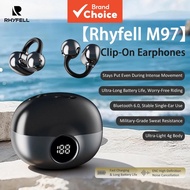 Rhyfell M97 Black Earphones Clip On Bluetooth 4g Ultra Light Secure Fit Earbuds No Dropout 11mm Spea